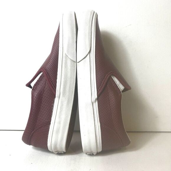 Vans Classic Slip On Skateboard Shoes Leather Burgundy Womens 6 Sneaker Mens 4.5 - Picture 6 of 12